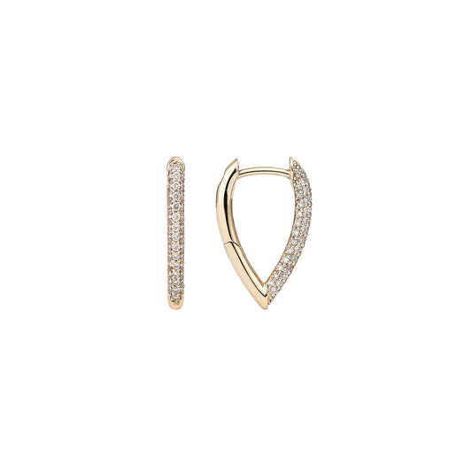 Mini Diamond Drop Link Earrings - Yellow Gold - Main Img