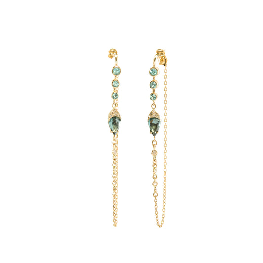Tourmaline Chain Earrings - Main Img