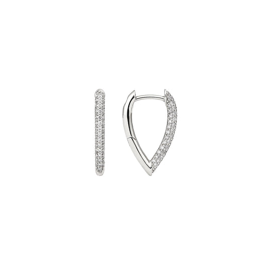 Mini Diamond Drop Link Earrings - White Gold - Main Img