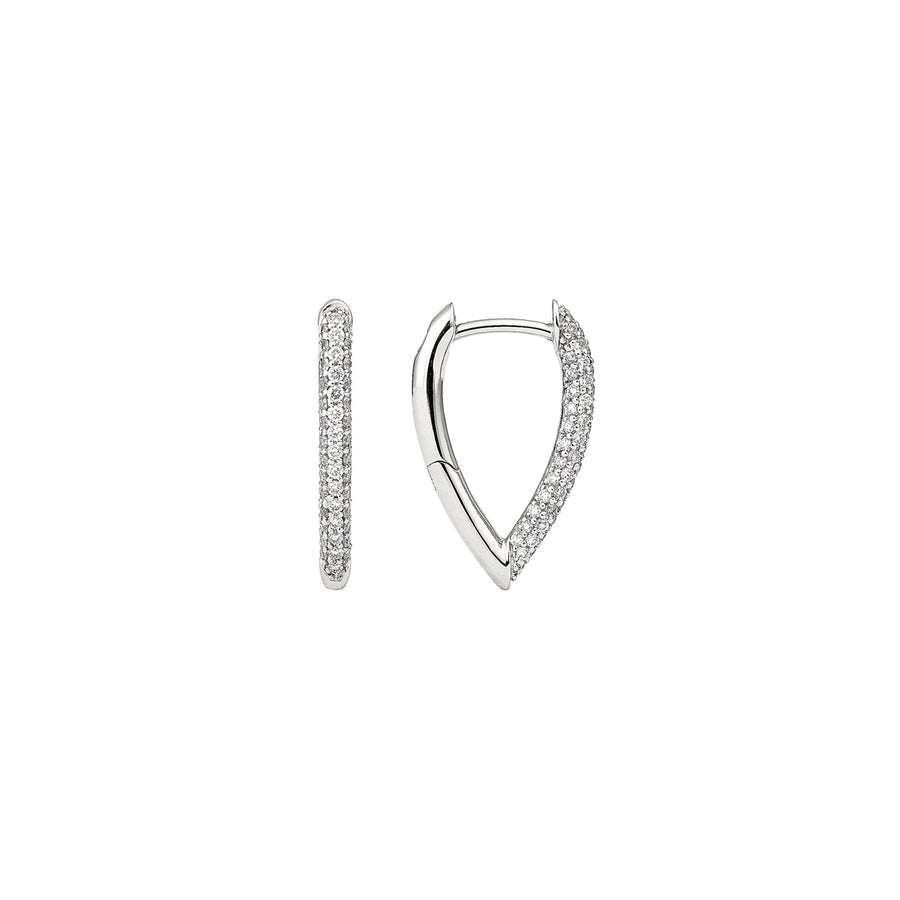Engelbert Drop Link Diamond Earrings - White Gold 18mm - Earrings - Broken English Jewelry, front and angled view