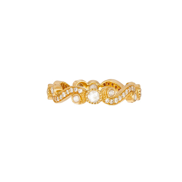 Sethi Couture - White Diamond Scroll Band Ring