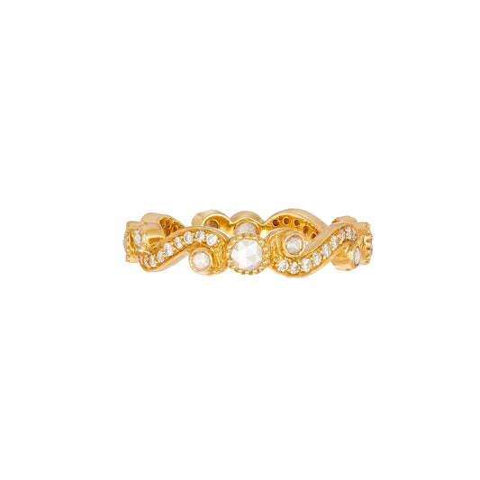 White Diamond Scroll Band Ring - Main Img
