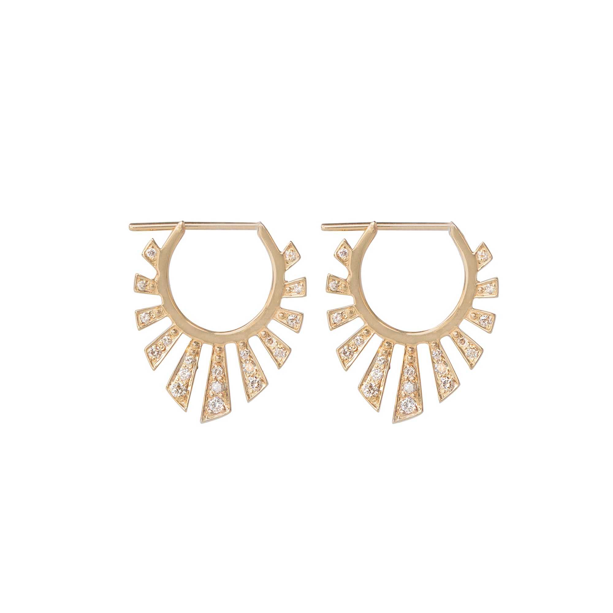 Diamond Large Sunbeams Hoop Earrings