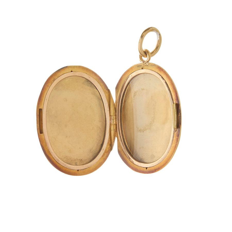 Rose Cut Diamond Painted Lady Locket 18K Yellow Gold (circa 1900)