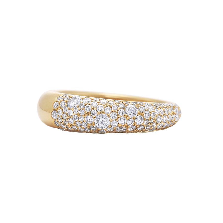 Cobblestone Band Ring with Pavé Diamonds - Yellow Gold - Broken English Jewelry front view