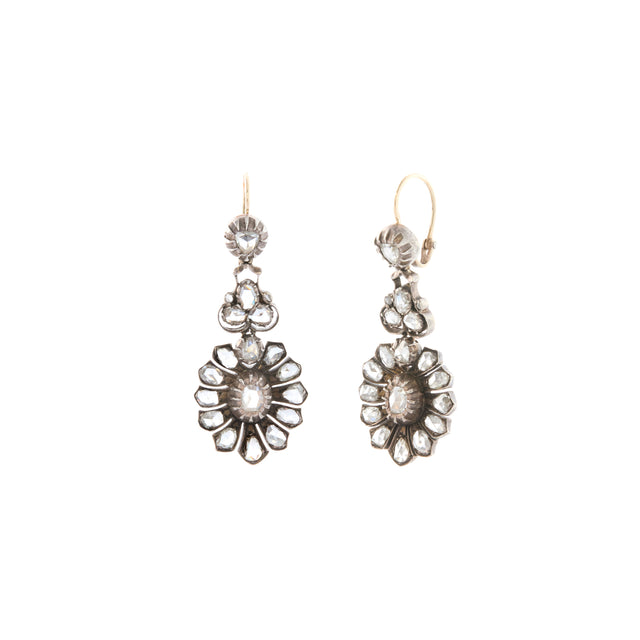 Rose Cut Diamond Drop Earrings
