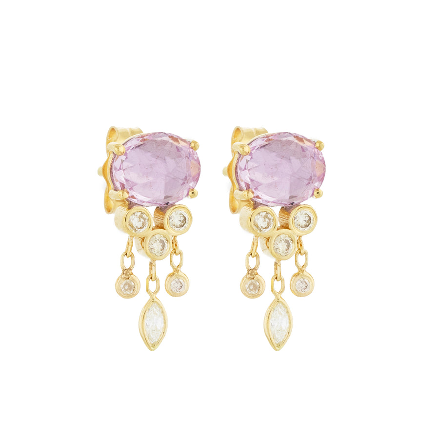 Celine Daoust Jellyfish Pink Sapphire Earrings front view