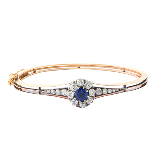 Victorian Cluster Bangle - Sapphire and Diamond - Main Img