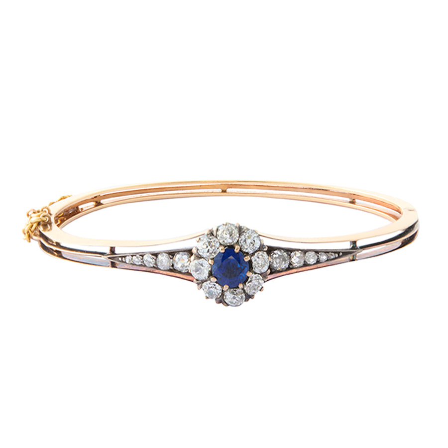 Victorian Cluster Bangle - Sapphire and Diamond