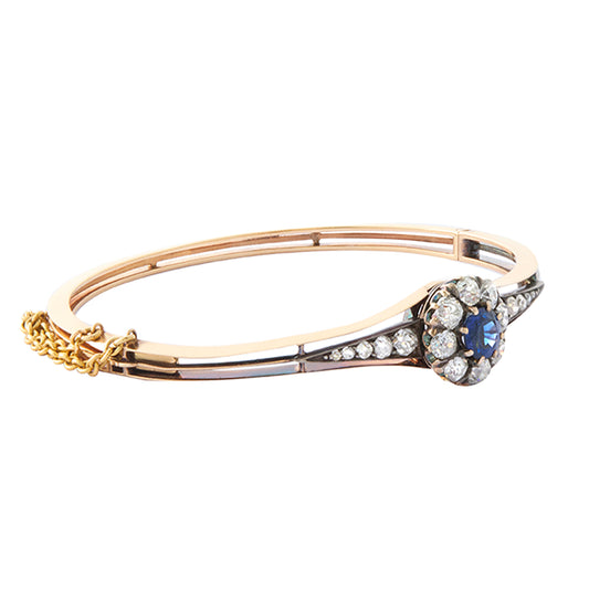 Victorian Cluster Bangle - Sapphire and Diamond