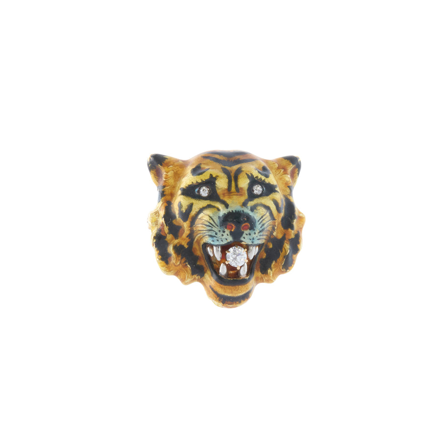 Enamel Tiger Brooch