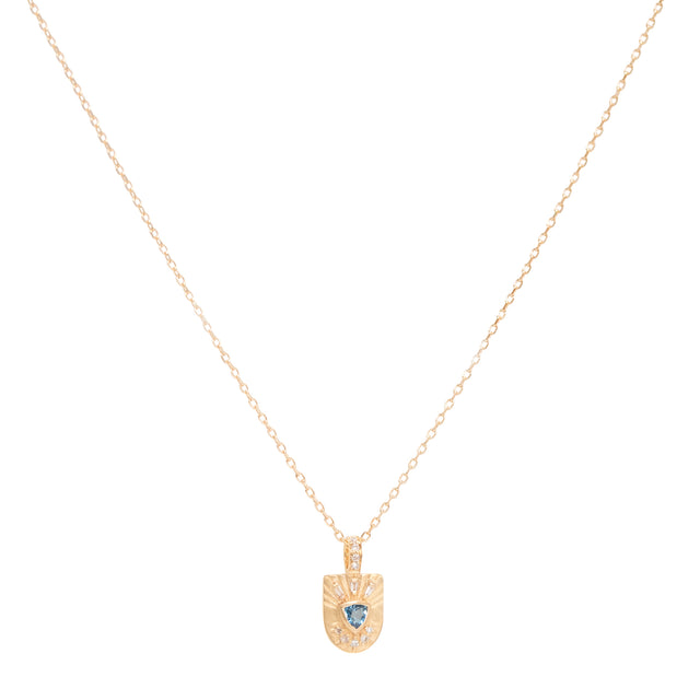 Aquamarine and Diamond Shield Chain Necklace
