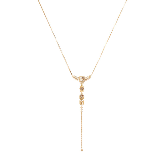 Tourmaline and Diamond Totem Lariat Necklace