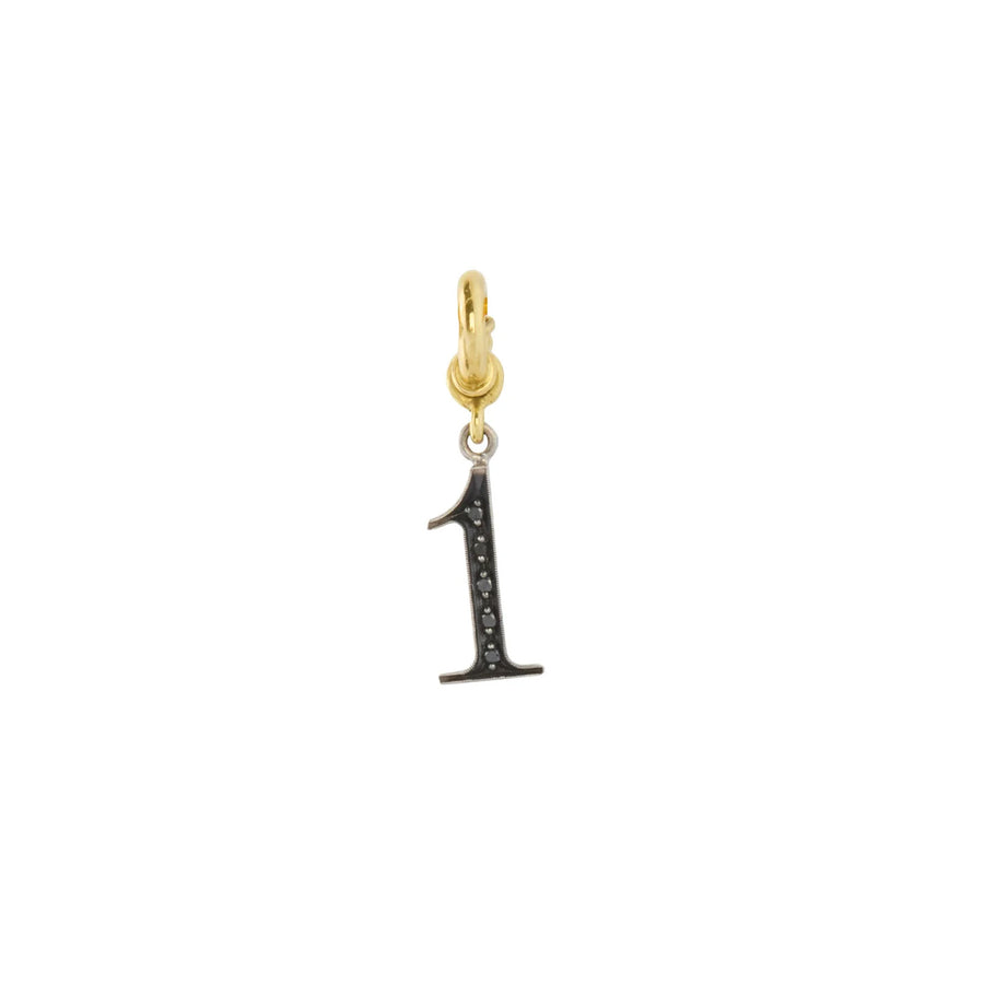 Jessie V E Lucky Number 1 Black Rhodium Pendant - Charms & Pendants - Broken English Jewelry