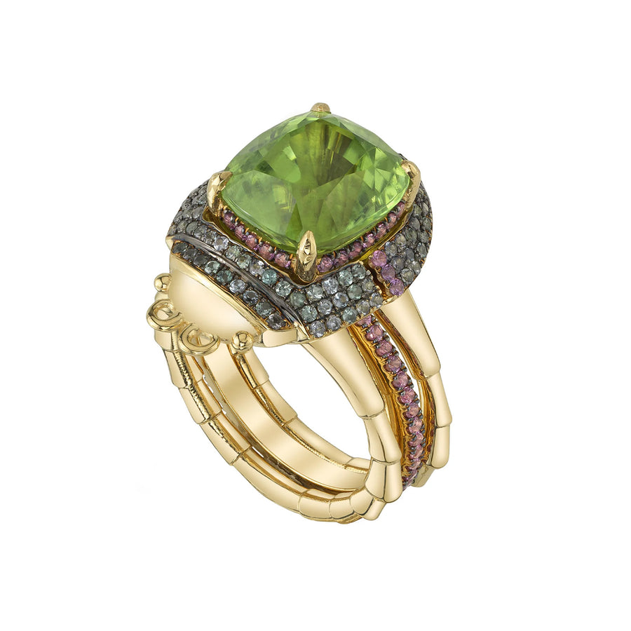 Daniela Villegas Peridot and Sapphire Transformation Ring - Rings - Broken English Jewelry front angled view