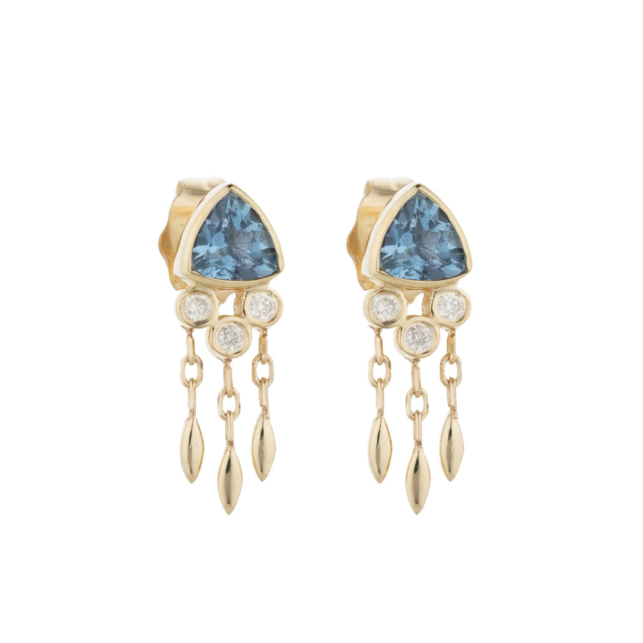 Celine Daoust Aquamarine Fringe Earrings front view