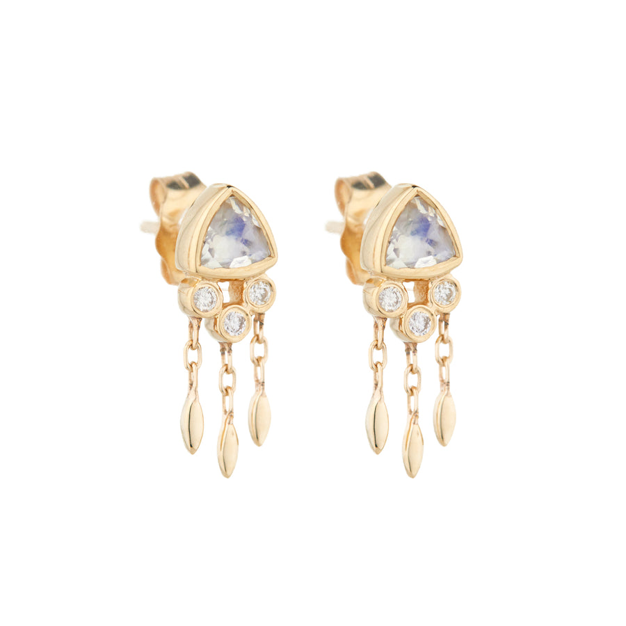Celine Daoust Triangle Moonstone Dangling Earrings front view