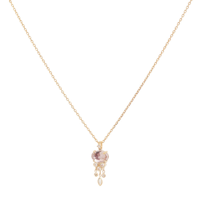 Tourmaline and Diamond Dangling Jellyfish Necklace