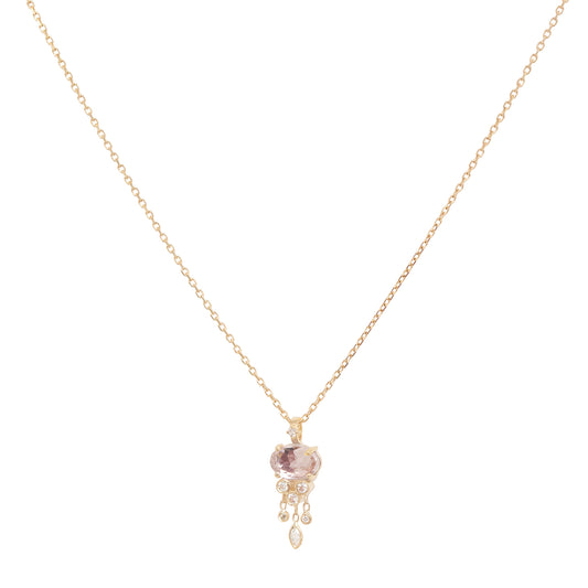 Tourmaline and Diamond Dangling Jellyfish Necklace - Main Img