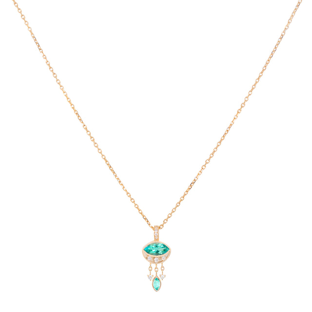 Emerald and Diamond Eye Dangling Necklace