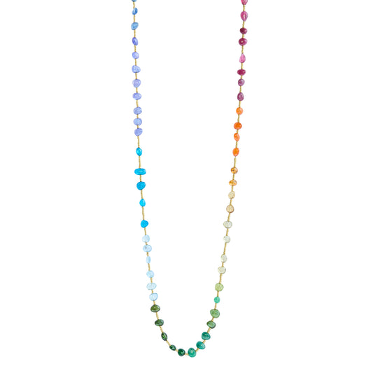 Mixed Stones Rainbow Beaded Necklace - Main Img