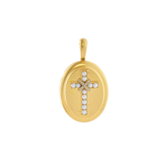 Pearl Cross Locket - Main Img