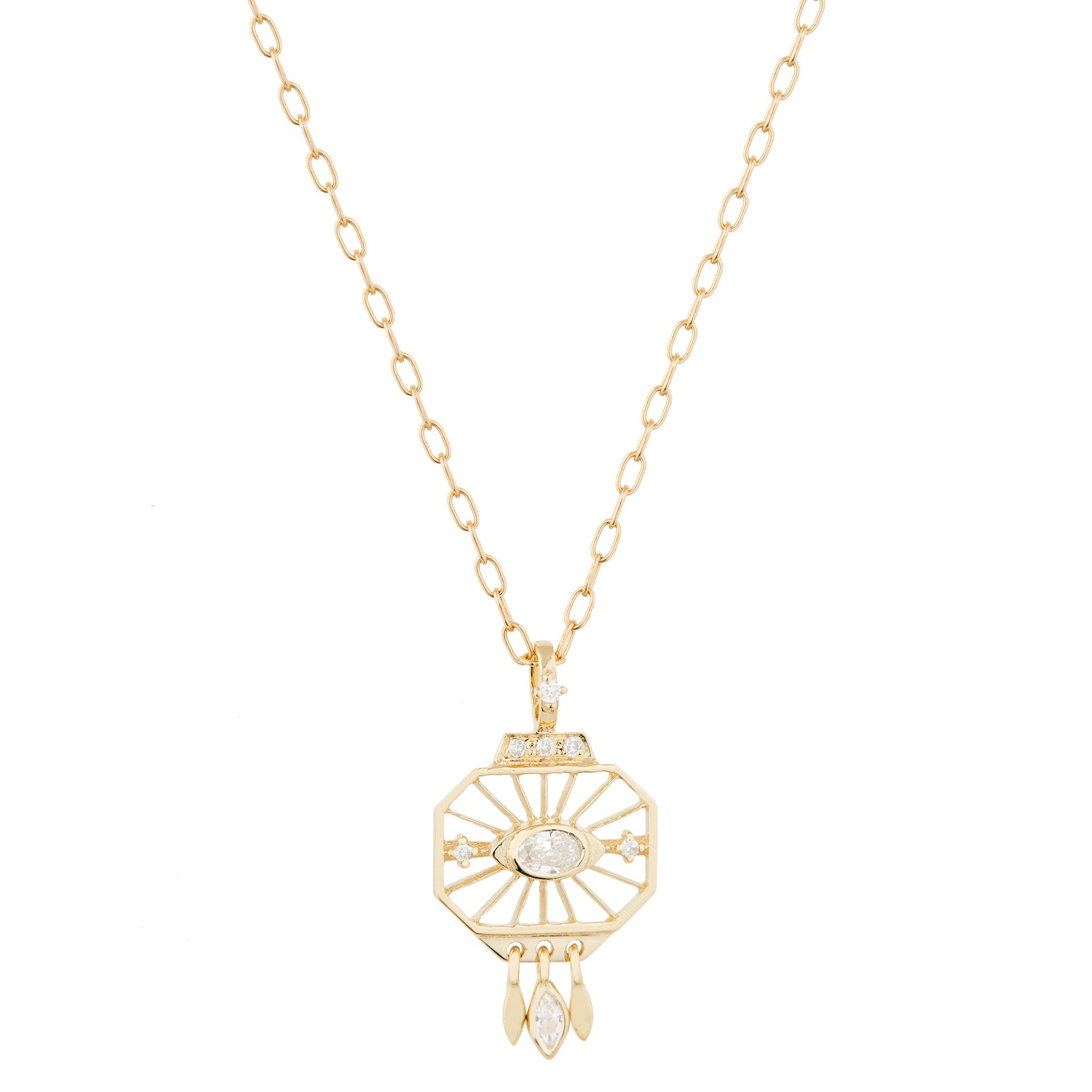Celine Daoust Sun Eye Open Octagonal Chain Necklace detail