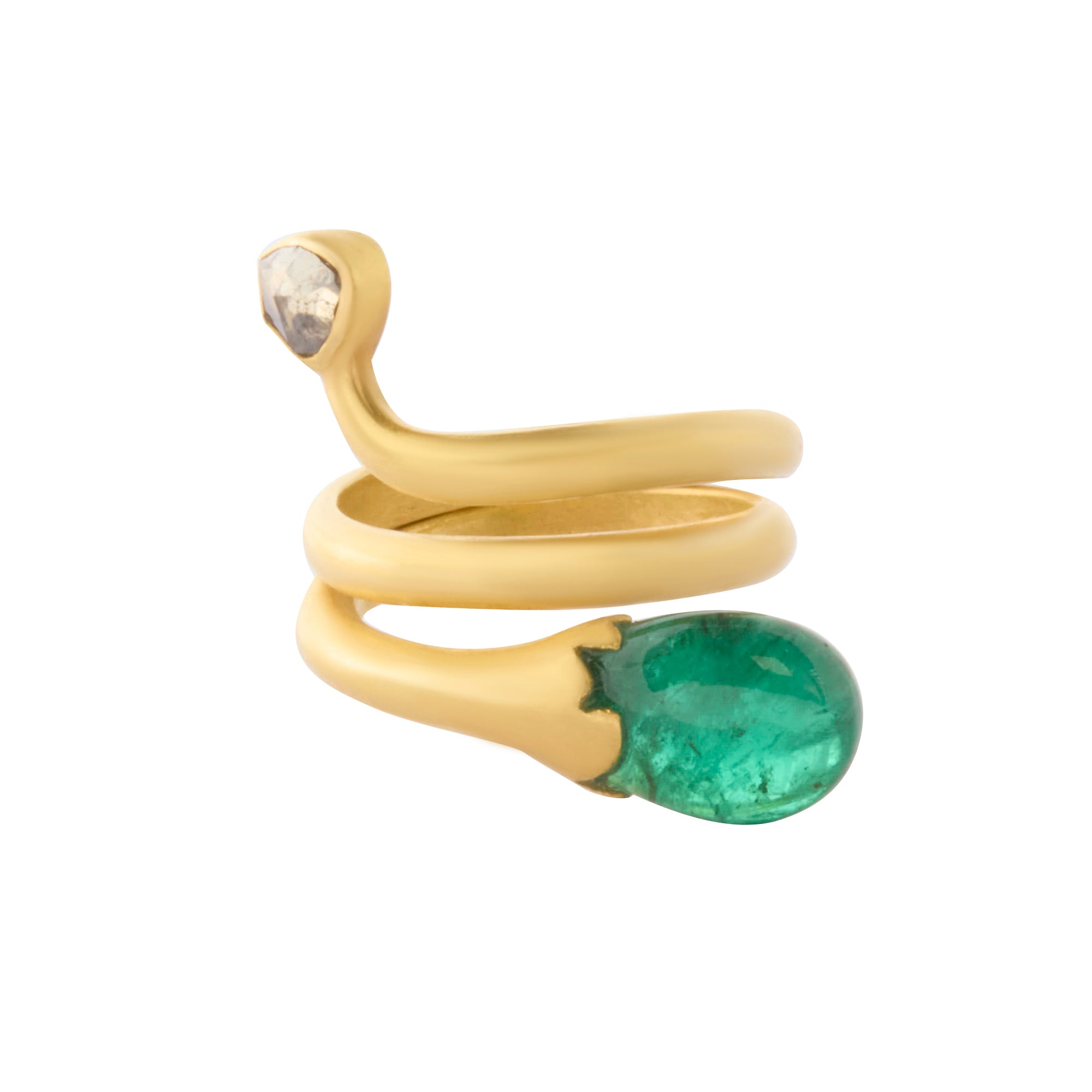 Emerald and Diamond Snake Ring