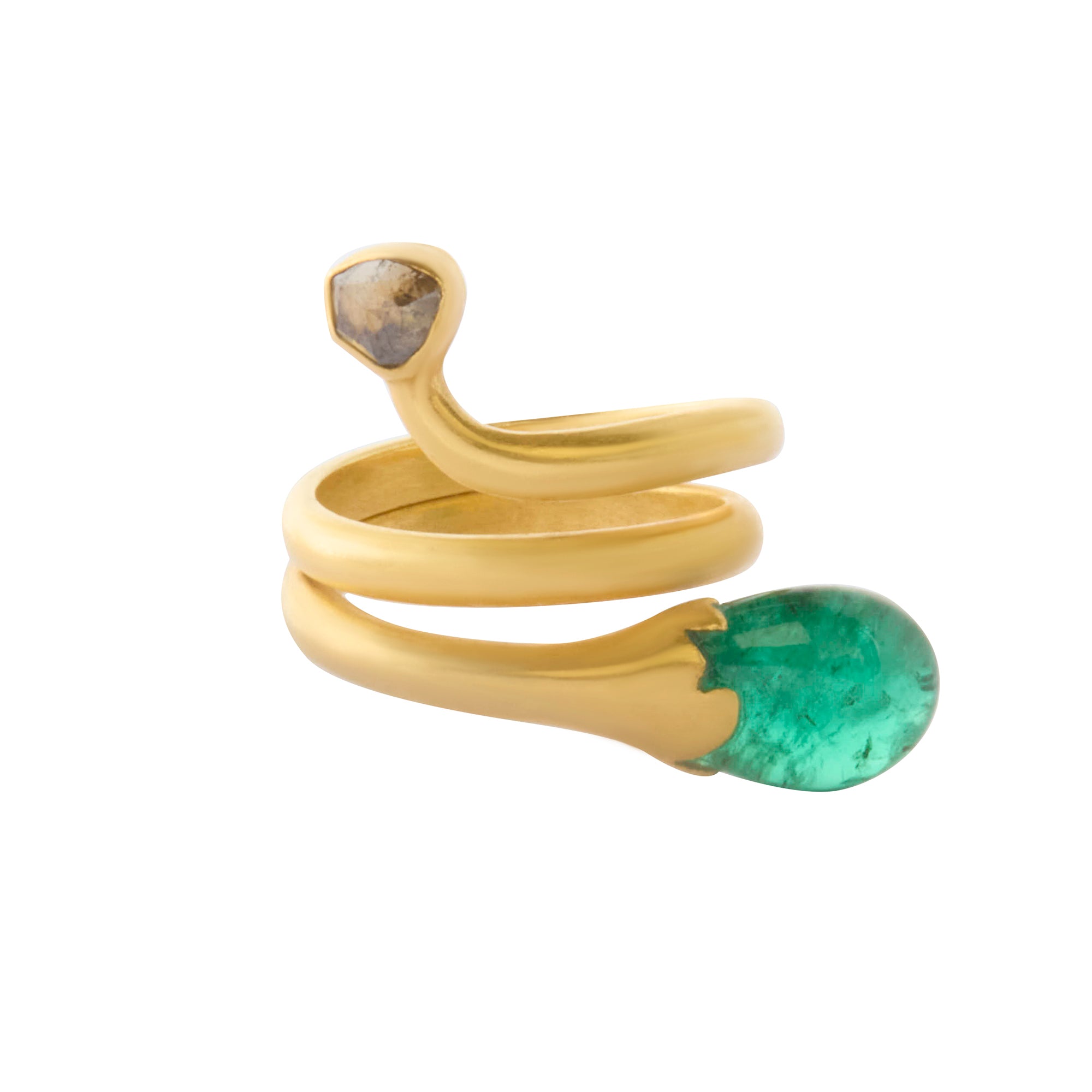 Emerald and Diamond Snake Ring