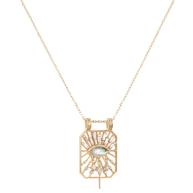 Eye Open Rectangle Chain Necklace