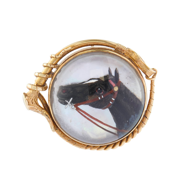 Crystal Intaglio Horse Pin