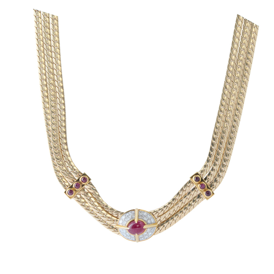 Van Cleef and Arpels Cabochon Necklace - Ruby and Diamond