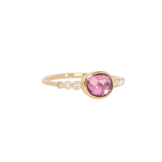 Pink Tourmaline and Diamond Cabochon Ring - Main Img