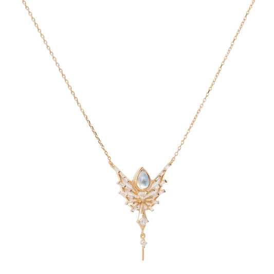 Moonstone and Diamond Phoenix Chain Necklace - Main Img