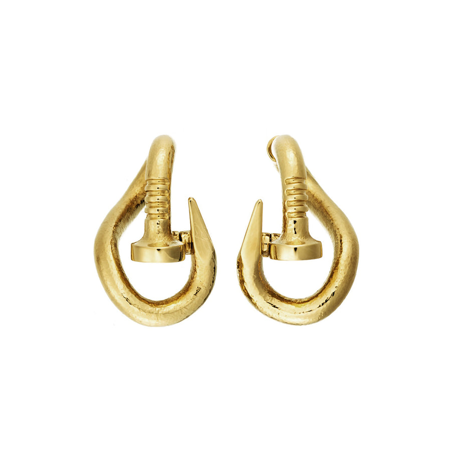 David Webb Hammered Bent Nails Earrings, front view