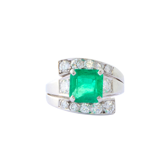 Colombian Ring - Emerald and Diamond - Main Img