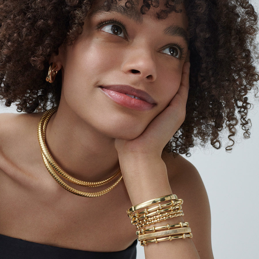 Sidney Garber Holly Spring Bracelet - Yellow Gold - Bracelets - Broken English Jewelry on model