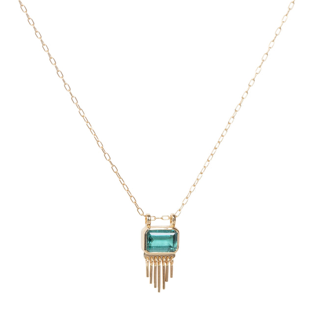 Rectangle Tourmaline Dangling Chain Necklace