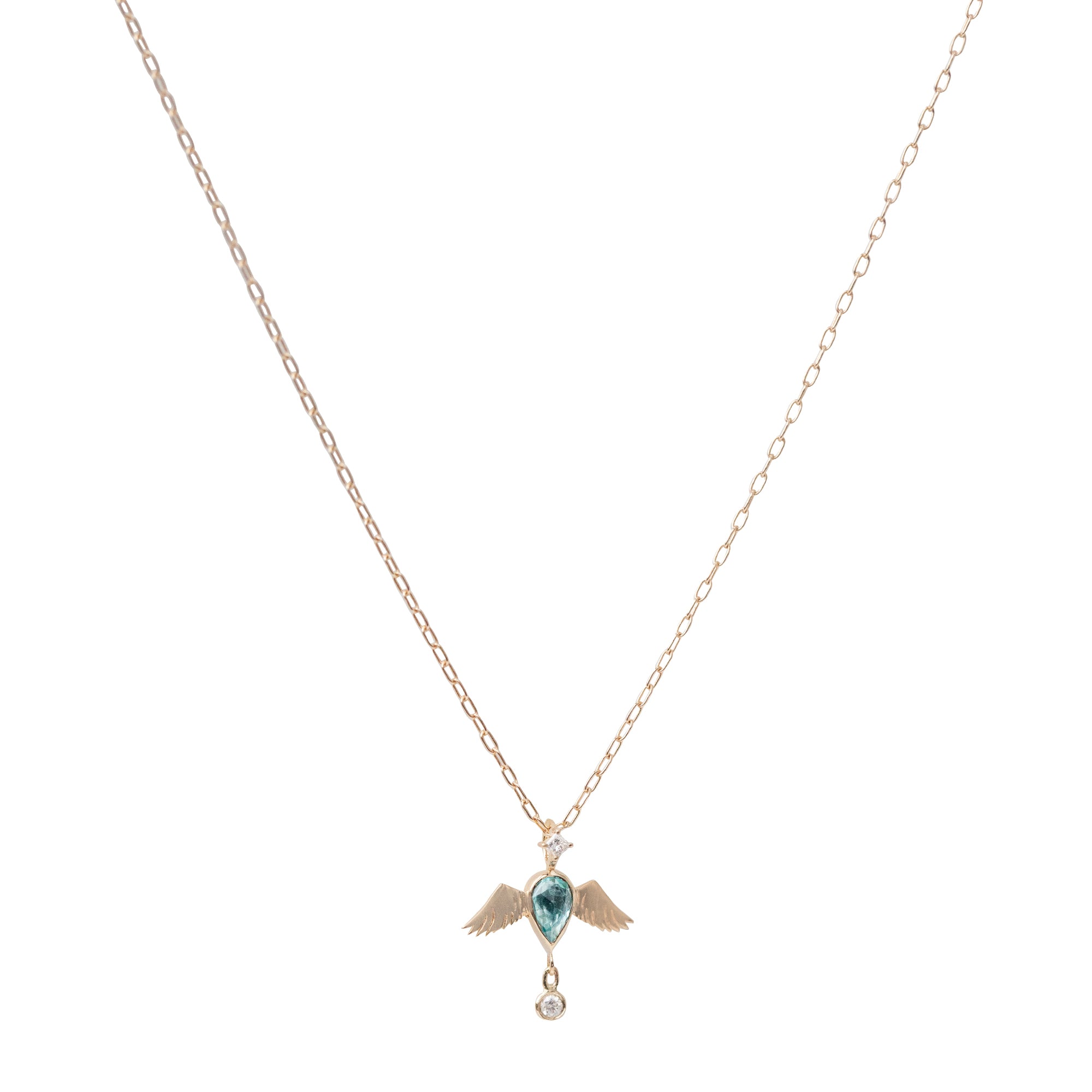 Tourmaline and Diamond Angel Chain Necklace