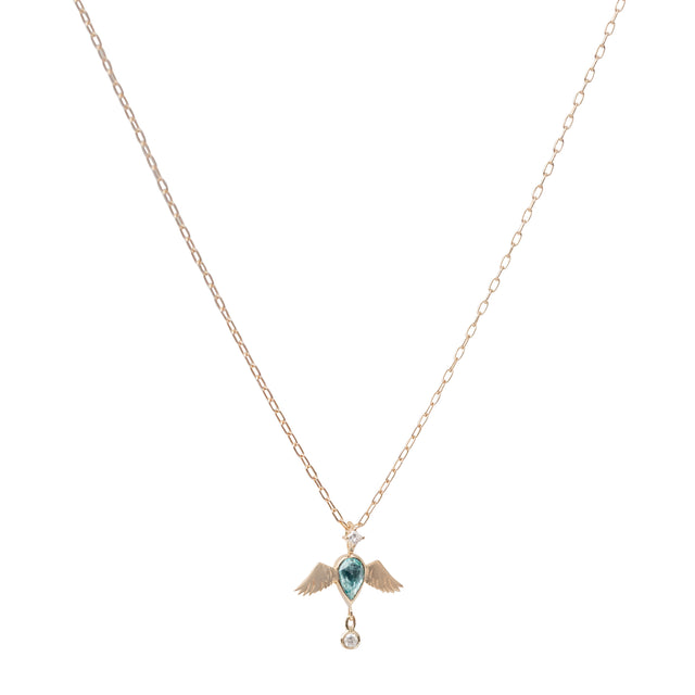 Tourmaline and Diamond Angel Chain Necklace