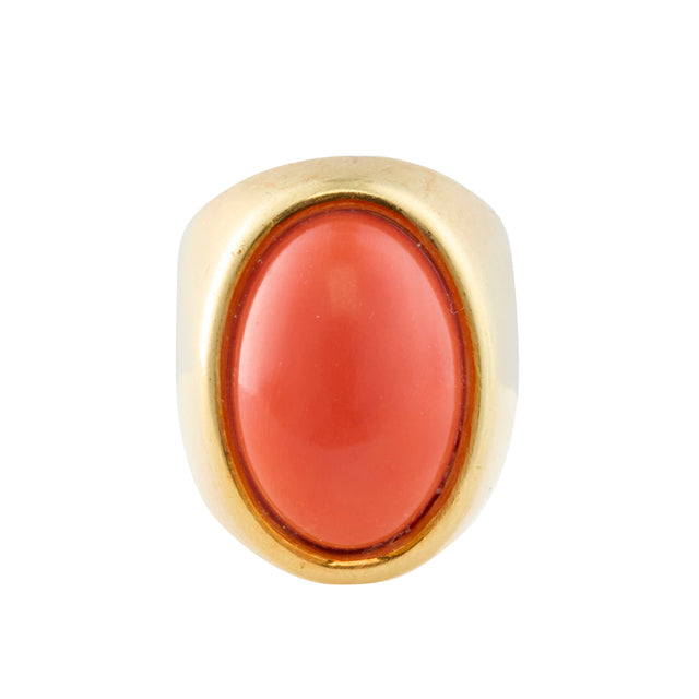 Large Coral Oval Ring