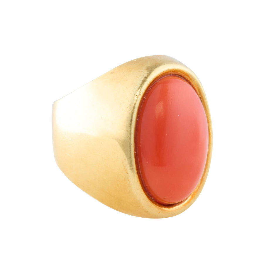 Large Coral Oval Ring