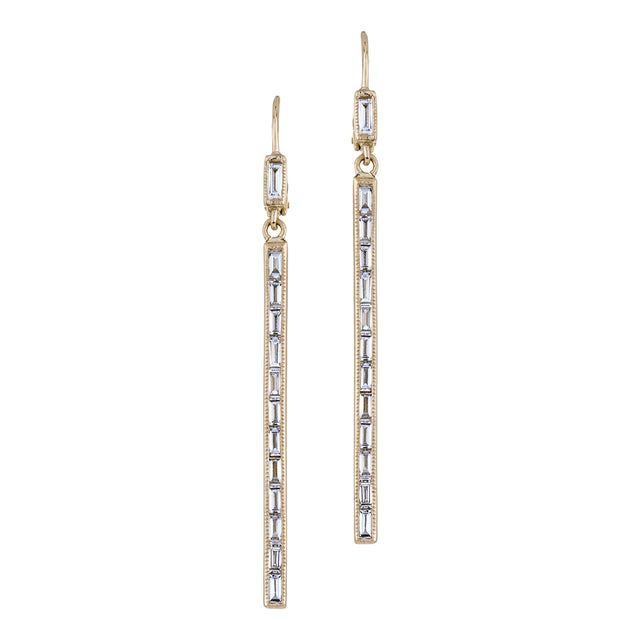 Baguette Diamond Bar Earrings