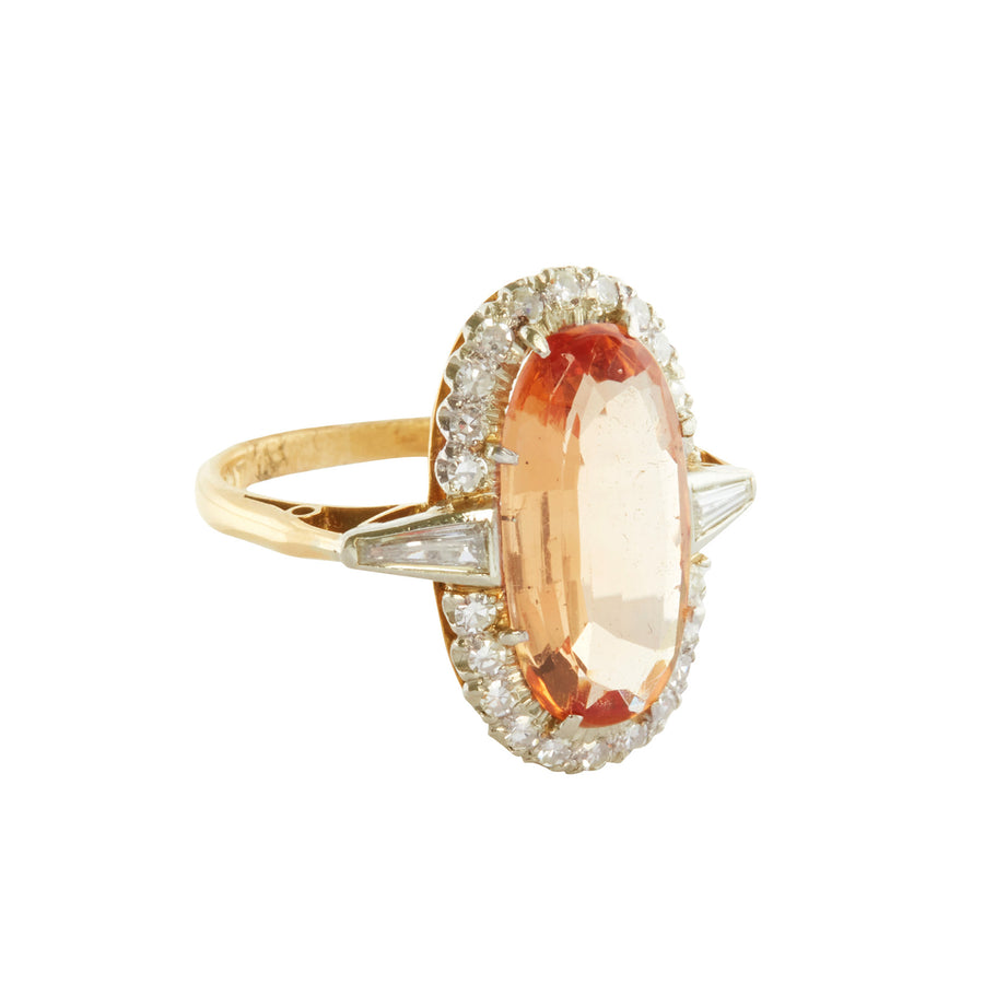 Antique & Vintage Jewelry Topaz and Diamond Cocktail Ring - Rings - Broken English Jewelry side view