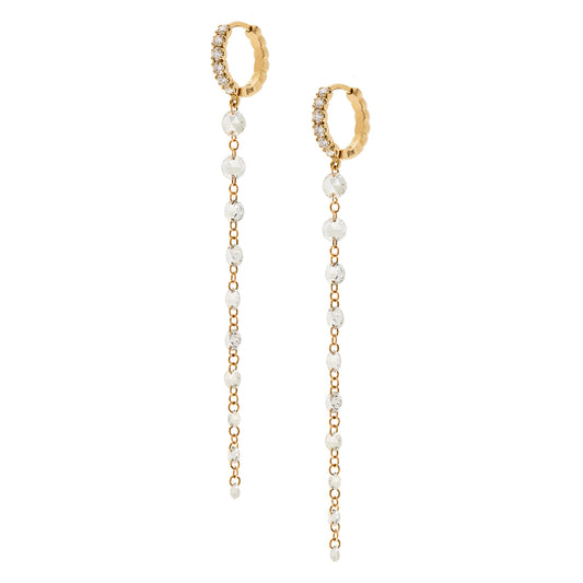 Cien Linear Earrings with White Rose Cut Diamonds (PAIR) - Main Img