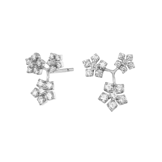 White Diamond Enchanted Garden Trio Stud Earrings