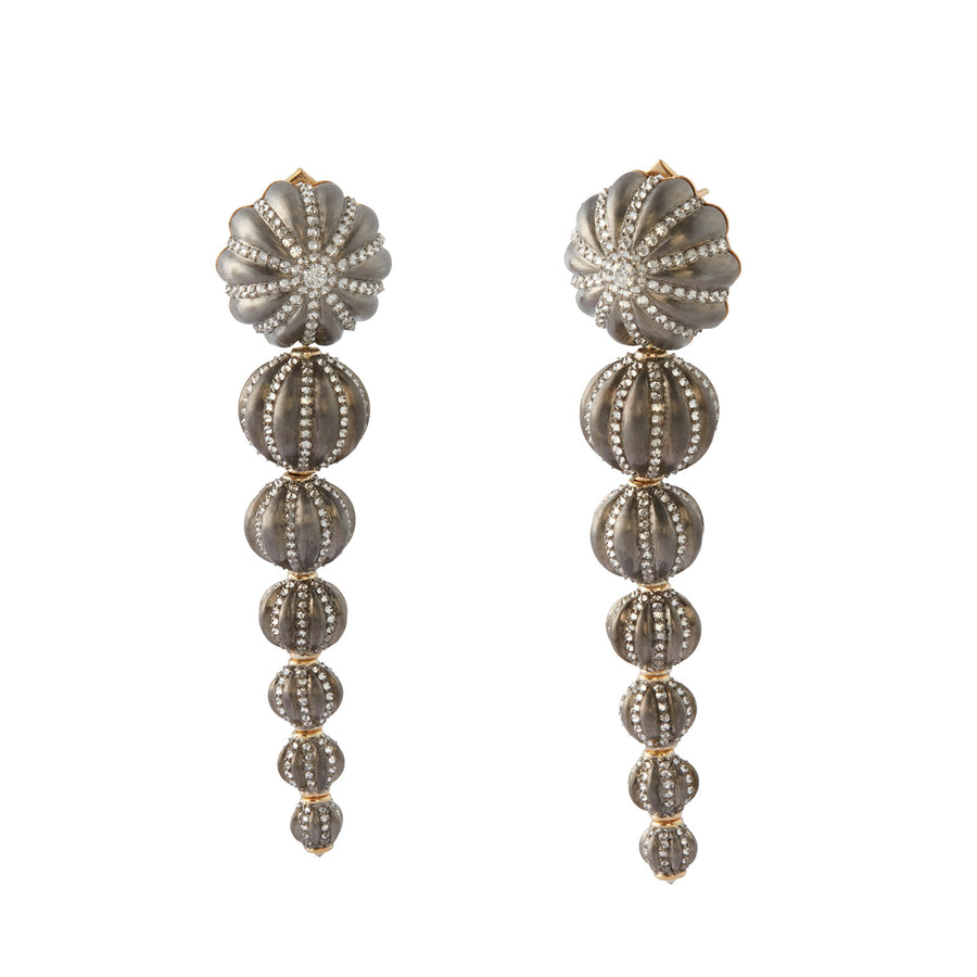 Arunashi Diamond Lantern Earrings - Earrings - Broken English Jewelry front and angled view