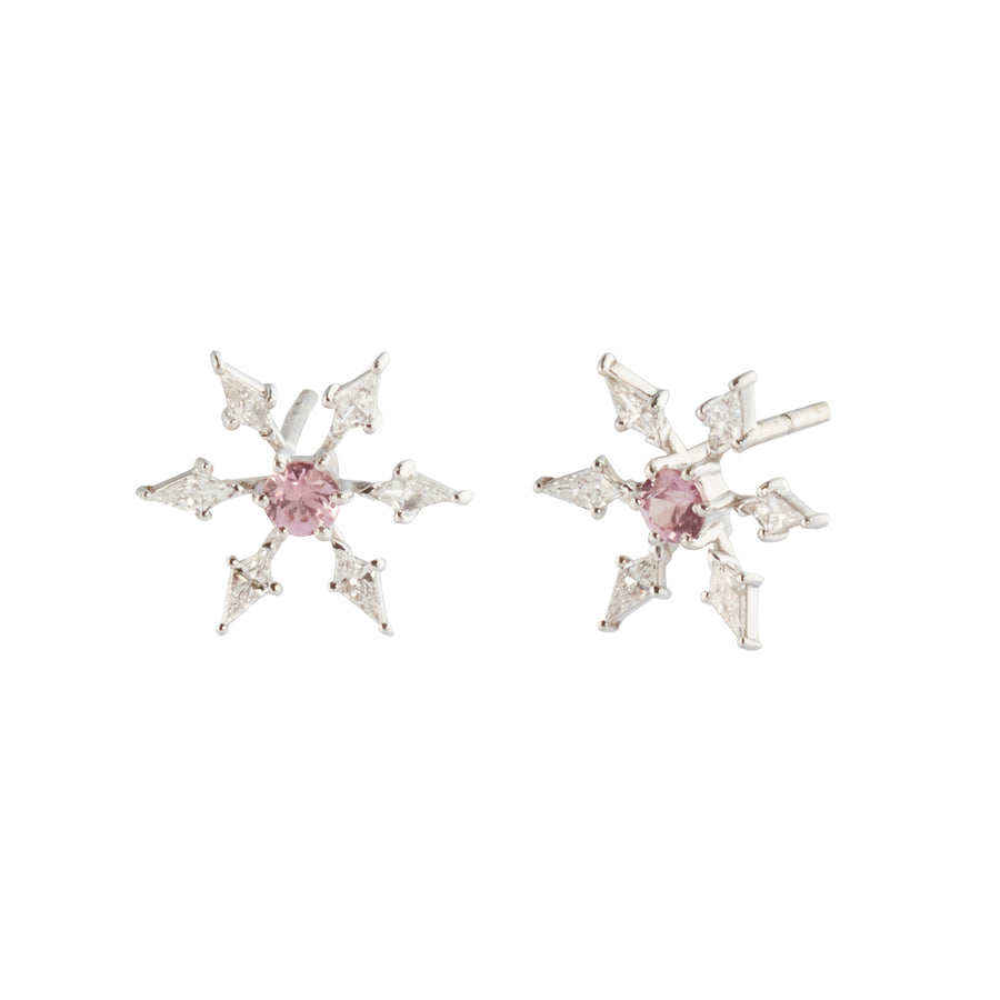 Arunashi Kite Star Earrings - Sapphire and Diamond, front and angled view