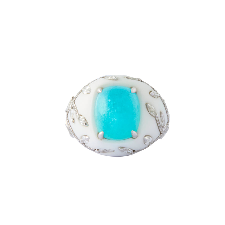 Diamond and Cabochon Paraiba Corian Ring