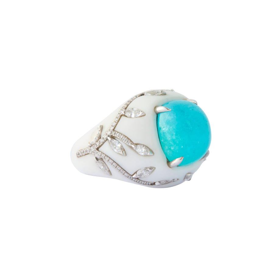 Diamond and Cabochon Paraiba Corian Ring